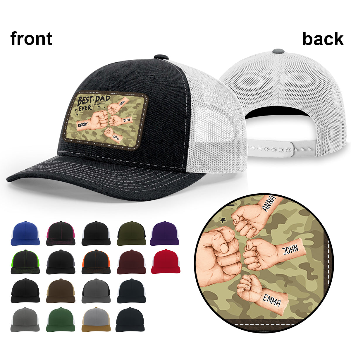 Best Dad Ever - Personalized Father Leather Patch Hat