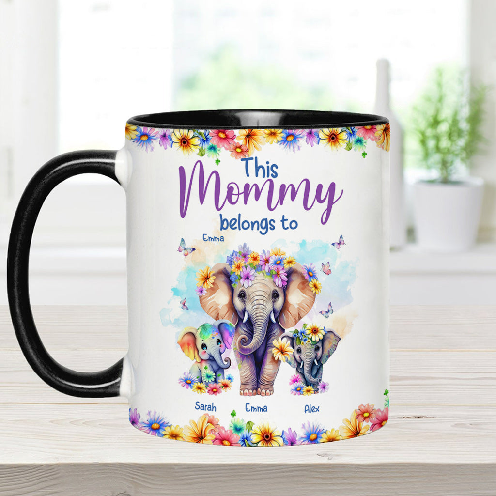 Elephants This Mommy Belongs To - Personalized Mother Accent Mug
