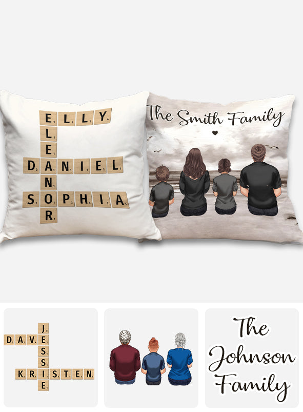Family Crossword Art - Personalized Family Throw Pillow