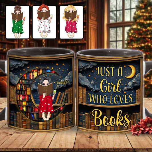 Just A Girl Who Loves Books - Personalized Book Accent Mug