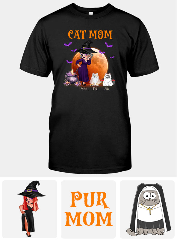 Cat Mom Witch Style - Personalized Cat T-shirt And Hoodie