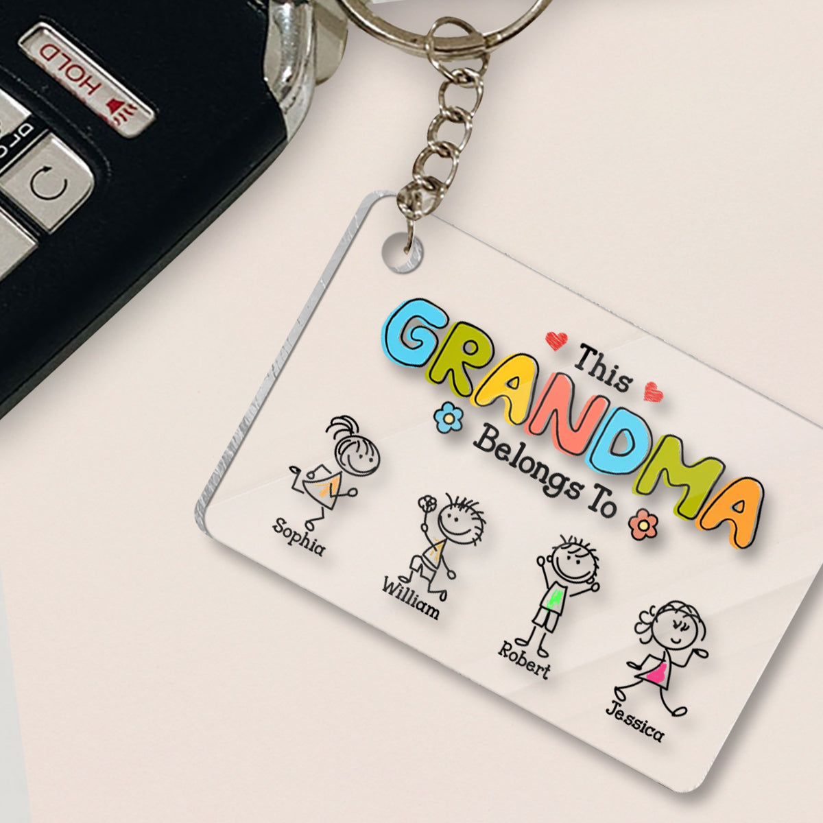 This Grandma Belongs To Drawing - Personalized Grandma Transparent Keychain