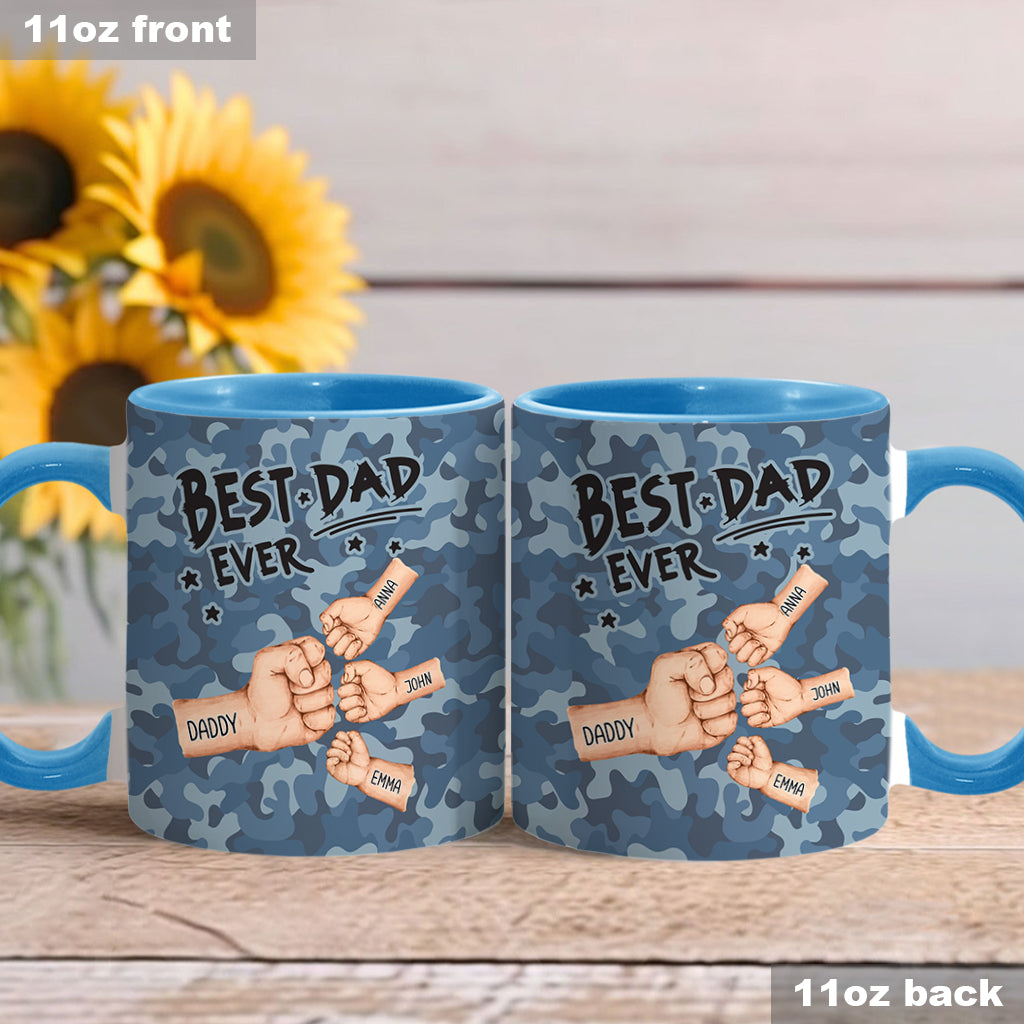 Best Dad Ever Camo Pattern Fist Bump - Personalized Father Accent Mug