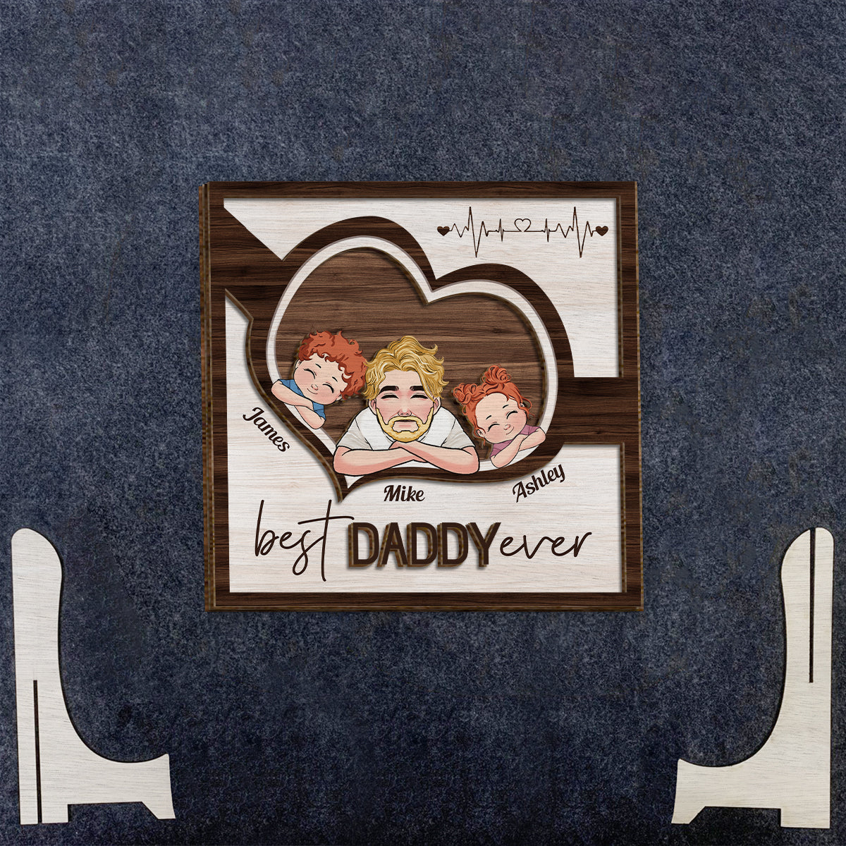 Best Dad Ever - Personalized Father 2 Layered Wood Sign / Wood Plaque