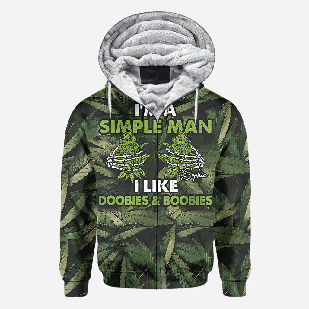 I'm A Simple Man I Like Doobies & Boobies - Personalized Weed All Over Shirt
