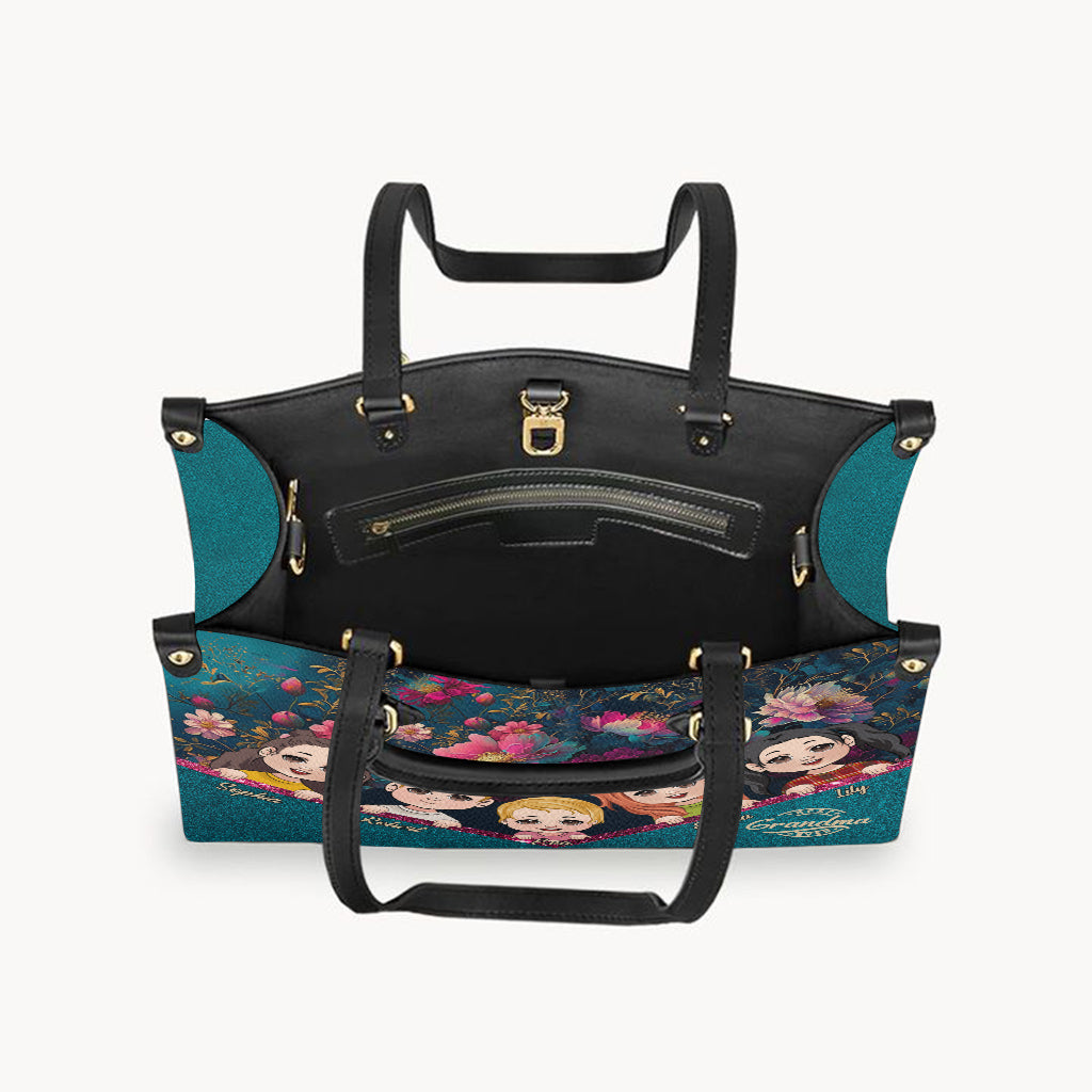 Best Grandma Mom Ever - Personalized Grandma Leather Handbag