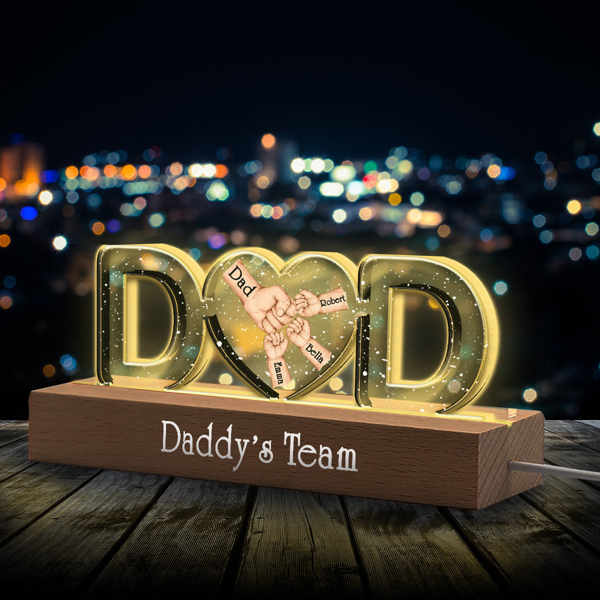 Daddy's Team - Personalized Father Custom LED Night Light