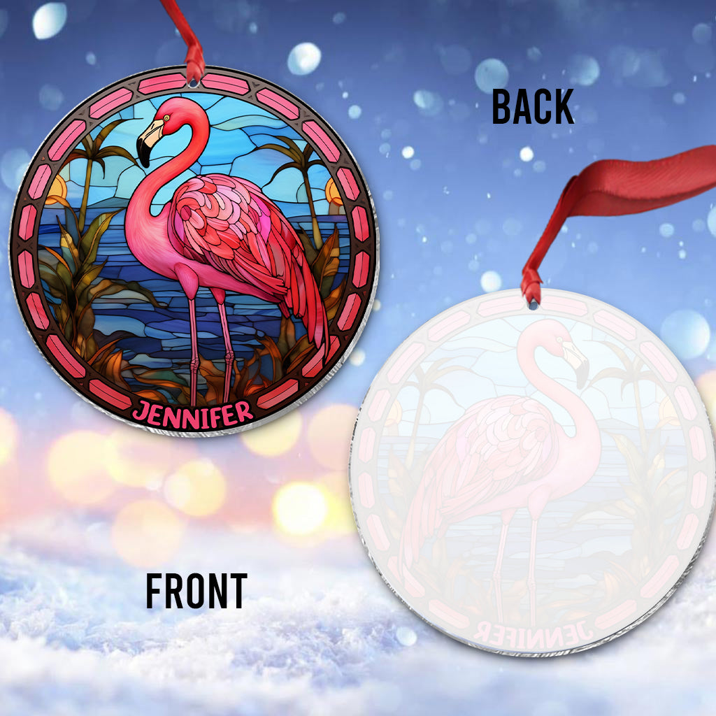 Flamants roses - Ornement transparent personnalisé Flamant rose