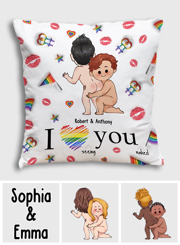 Je t'aime - Coussin décoratif personnalisé de soutien LGBT