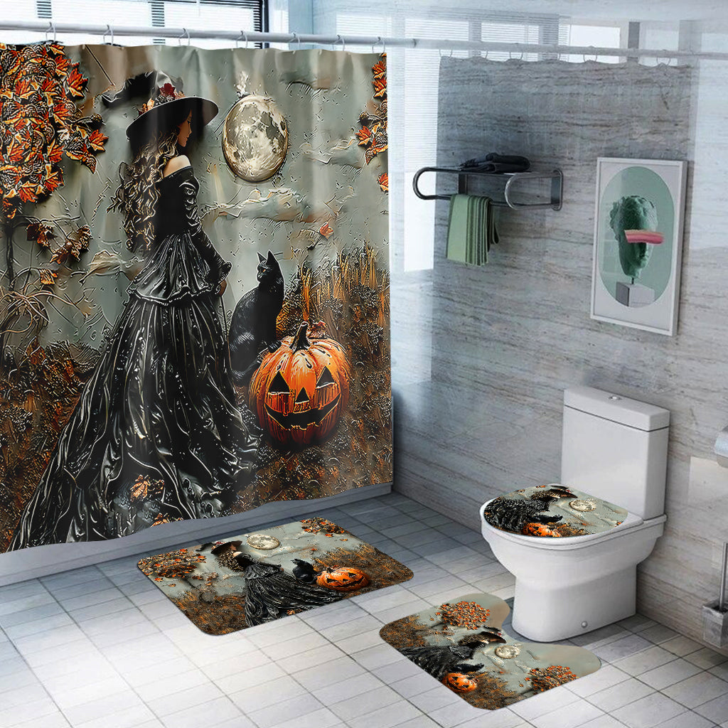 Beautiful Witch Witch Bathroom Curtain & Mats Set