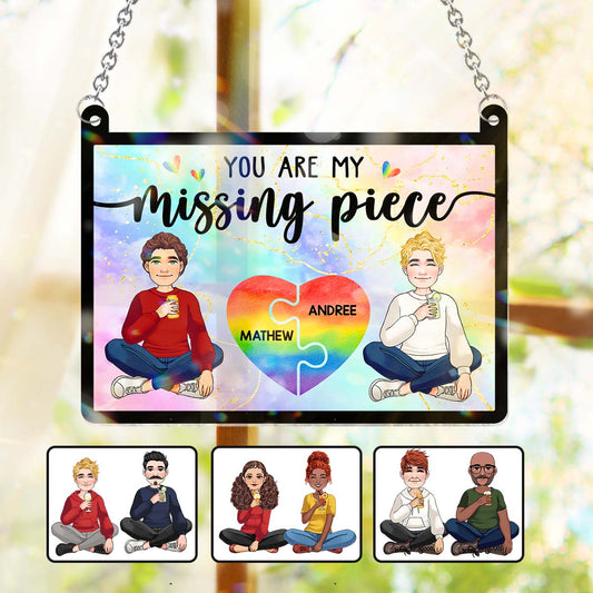 Ma pièce manquante - Attrape-soleil personnalisé à suspendre à une fenêtre, symbole de soutien LGBT 