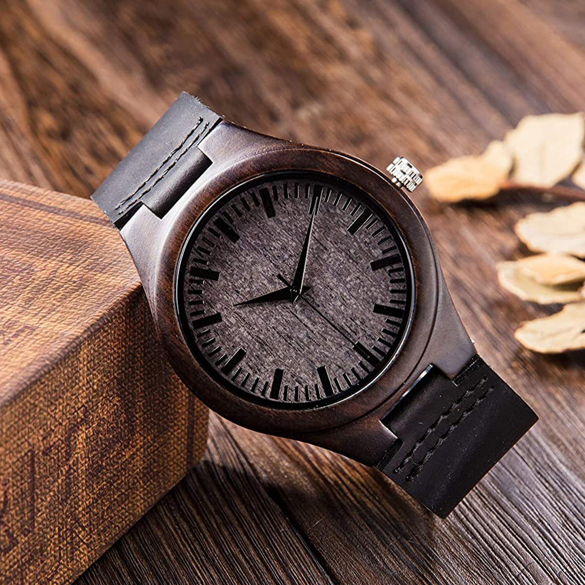 Best Dad Ever - Personalized Father Personalized Engraved Wooden Watch