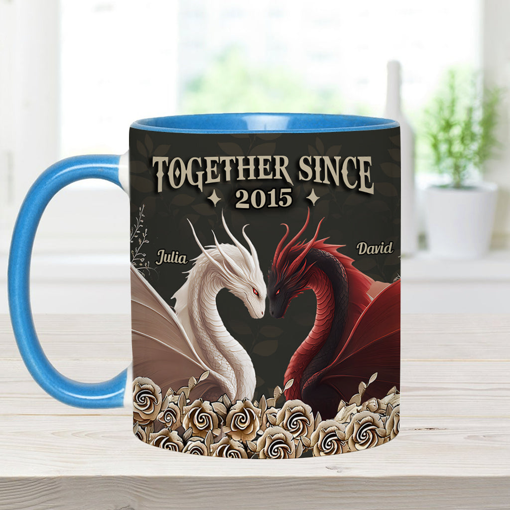 Mug personnalisé « De notre premier baiser » avec motif dragon