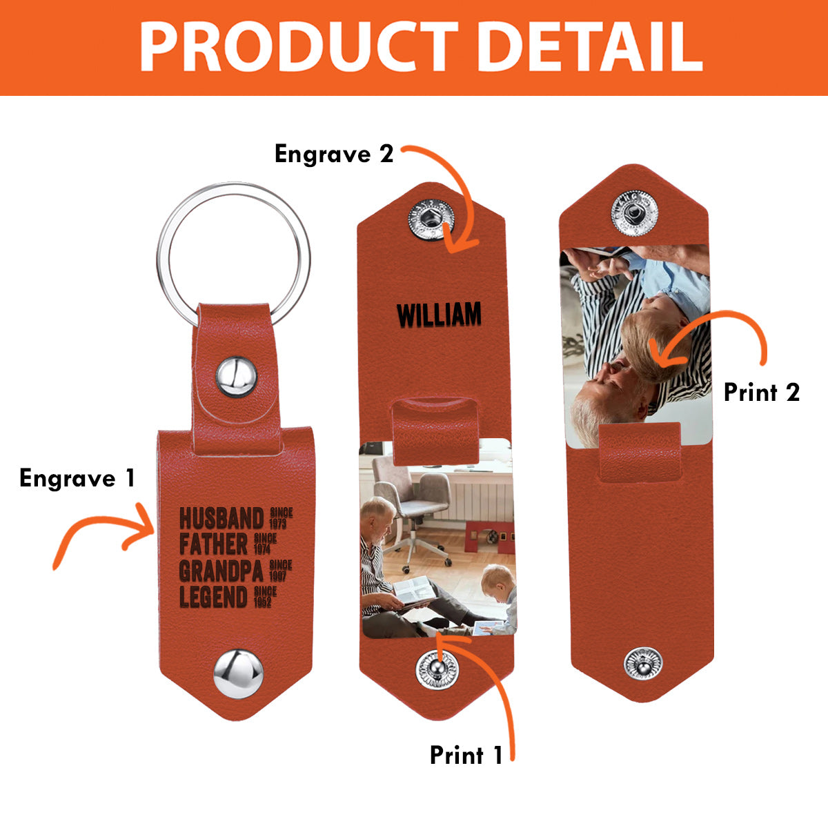 Légende Mari Père Grand-père - Porte-clés album photo personnalisé pour grand-père