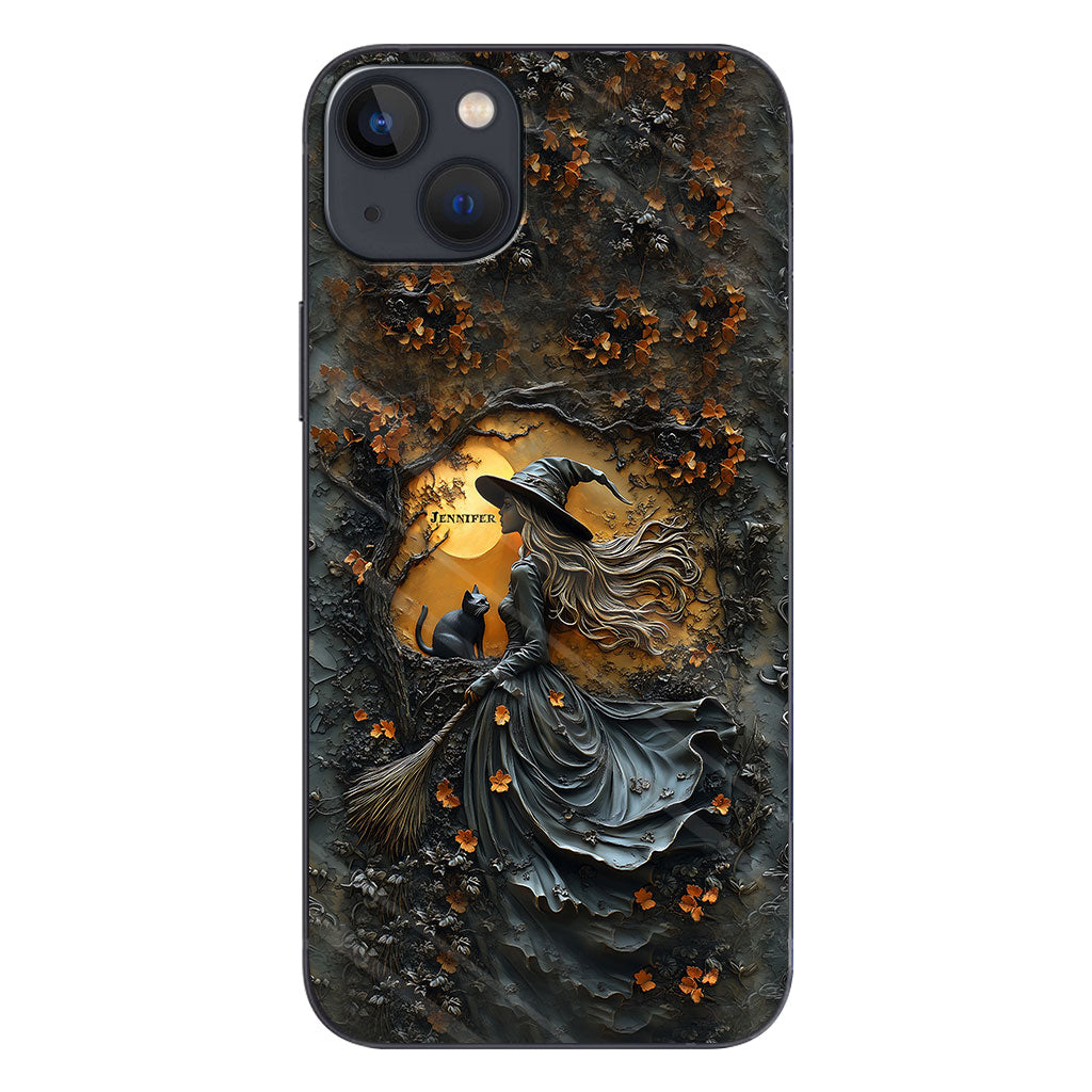 Beautiful Witch & Her Black Cat - Personalized Witch Phone Case