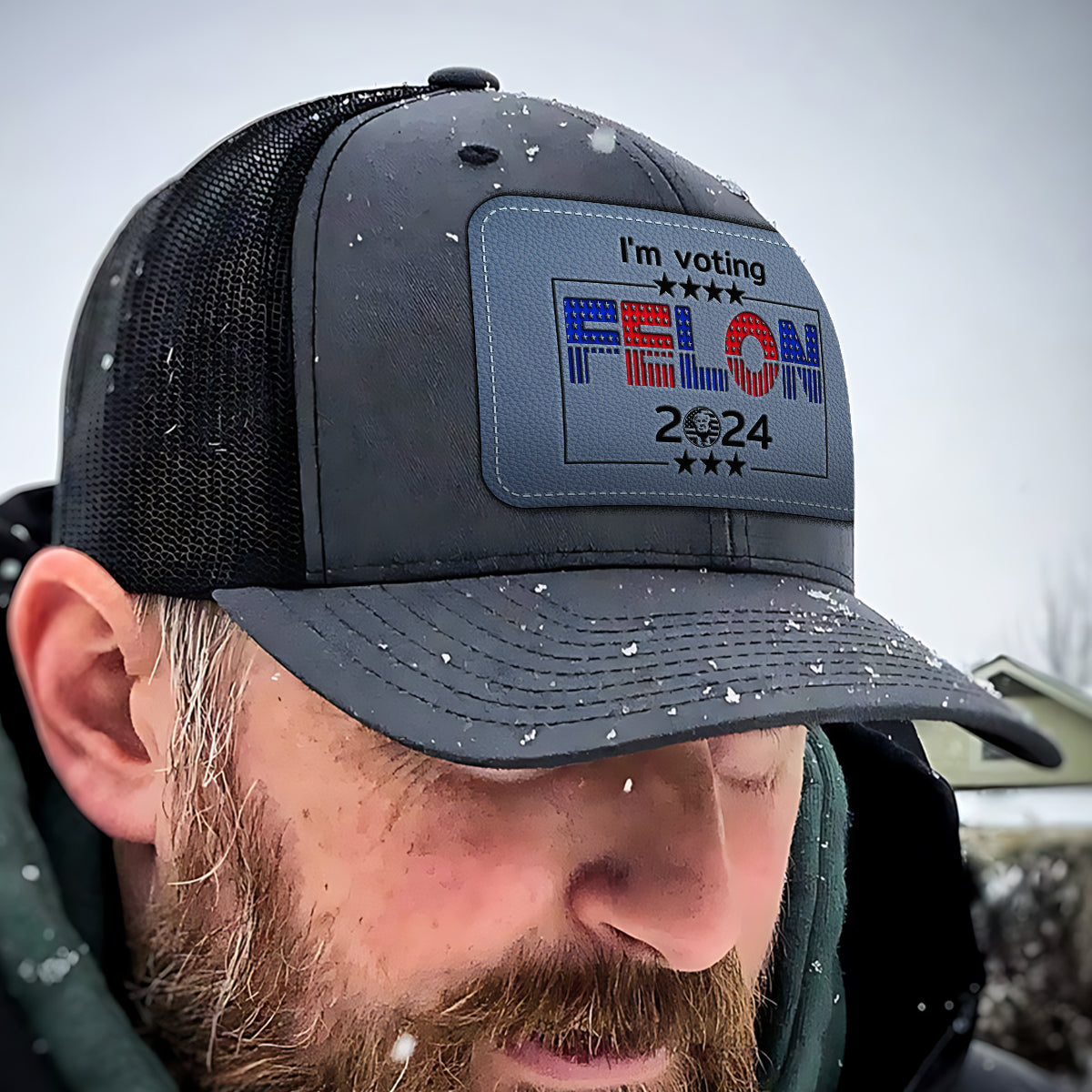 I'm Voting Felon - Personalized Leather Patch Hat