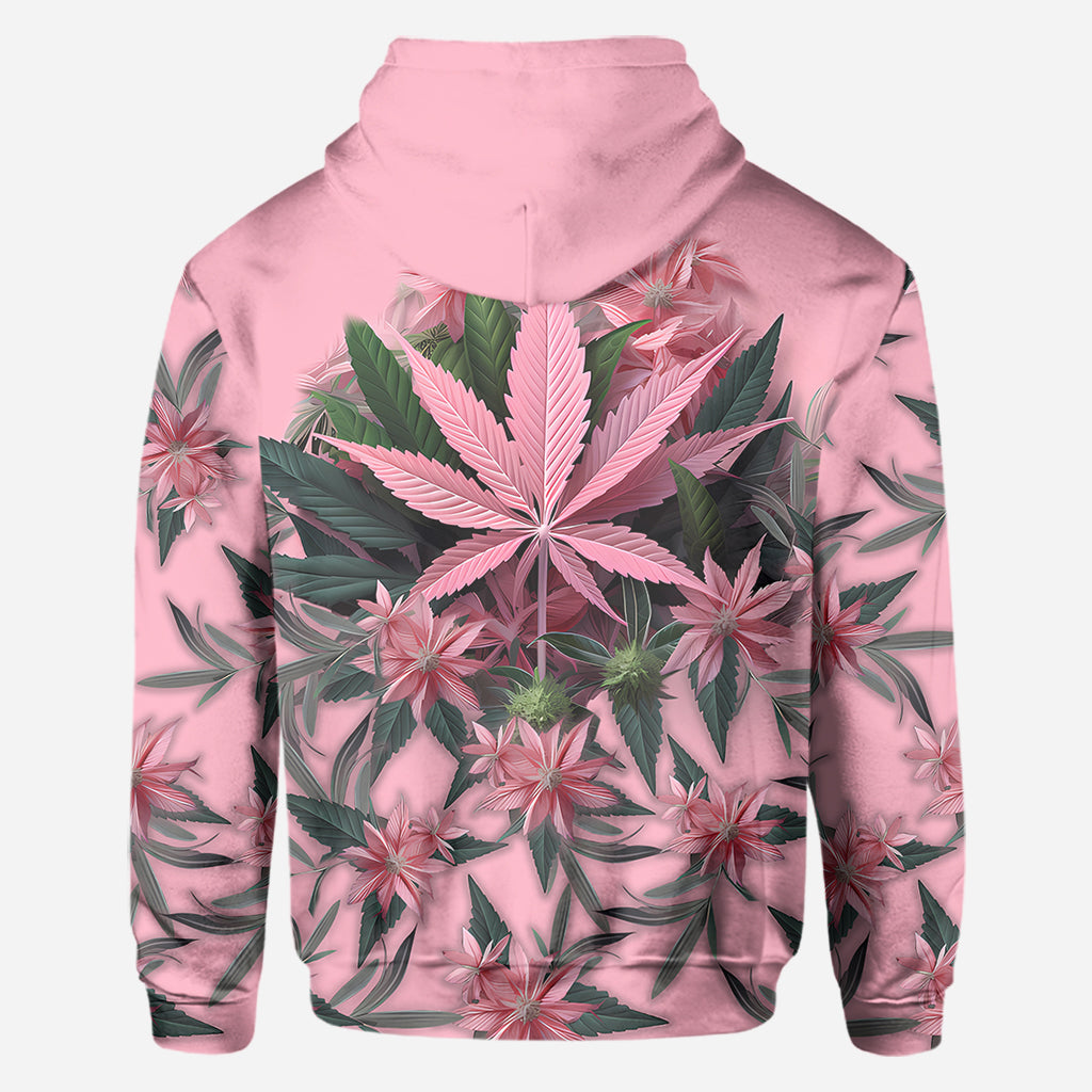T-shirt rose « Stoner Chick » personnalisé avec motif cannabis.