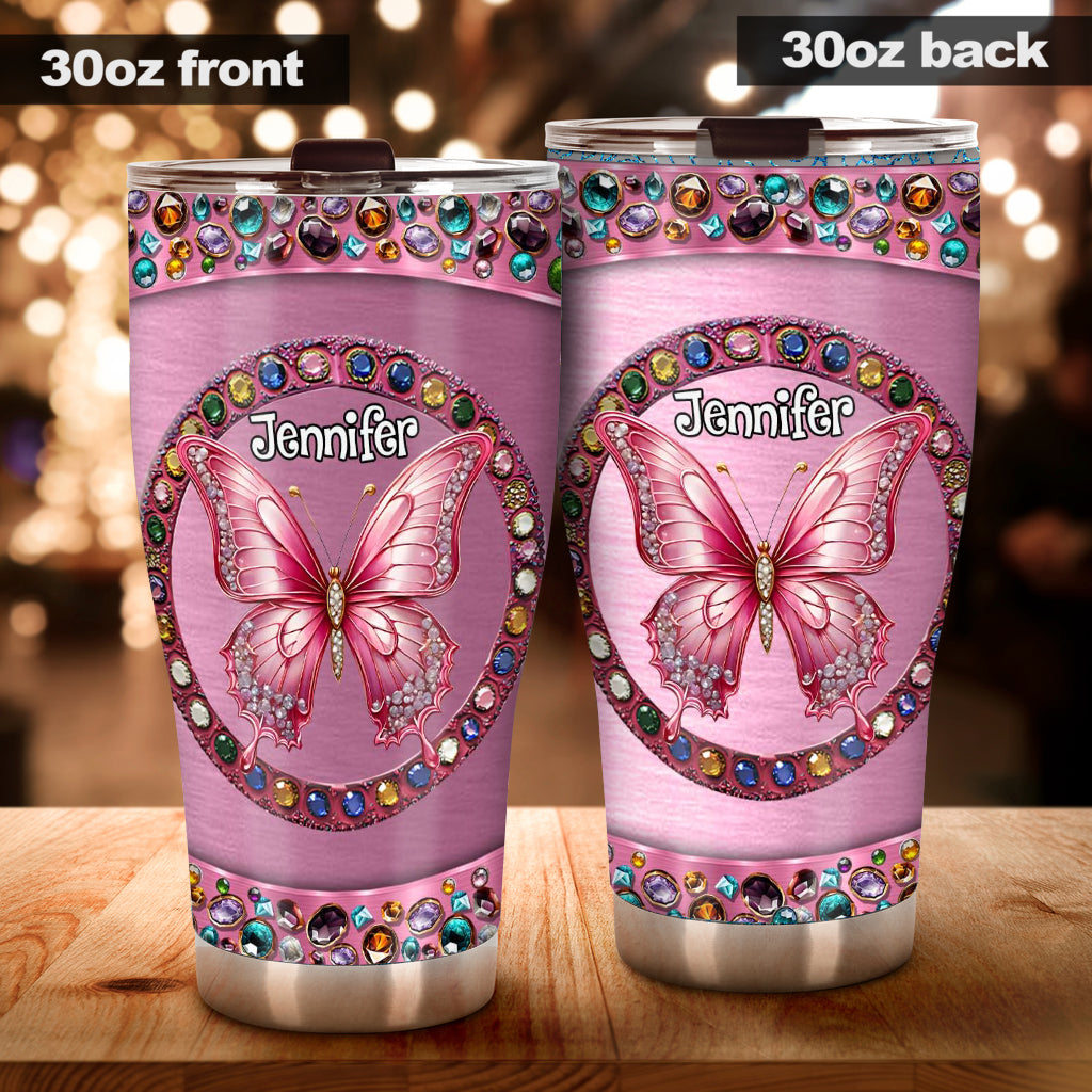 Beautiful Pink - Personalized Butterfly Tumbler