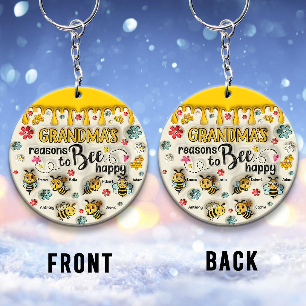 Grandma's Reasons To Bee Happy - Personalized Grandma Keychain