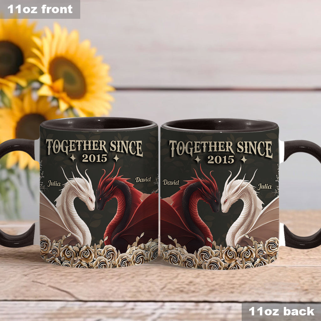Mug personnalisé « De notre premier baiser » avec motif dragon