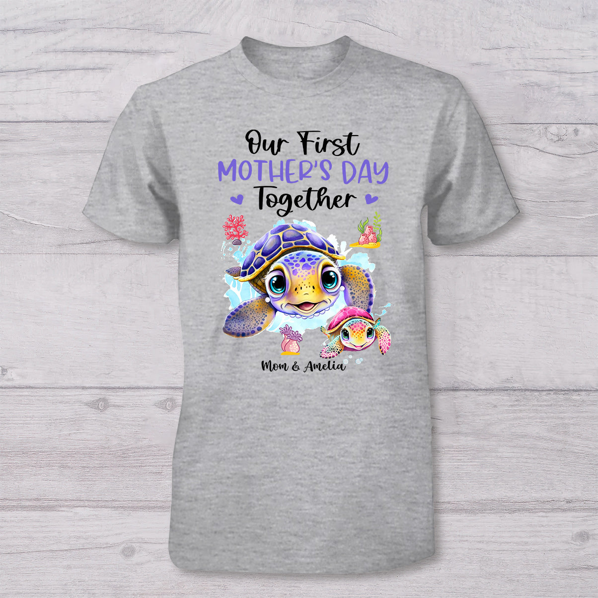 Our First Mother's Day Together - Personalized Mother T-shirt And Baby Onesie