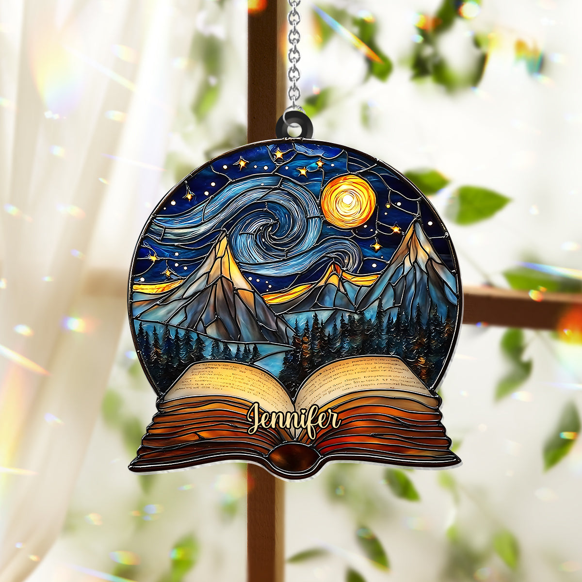 Night Court Reading - Personalized Book Window Hanging Suncatcher Ornament