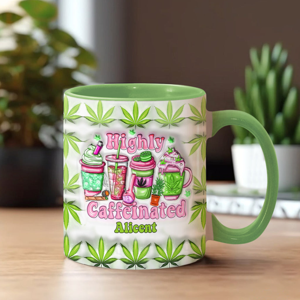 Highly Caffeinated Coffee 420 Lovers - Personalized Weed Accent Mug