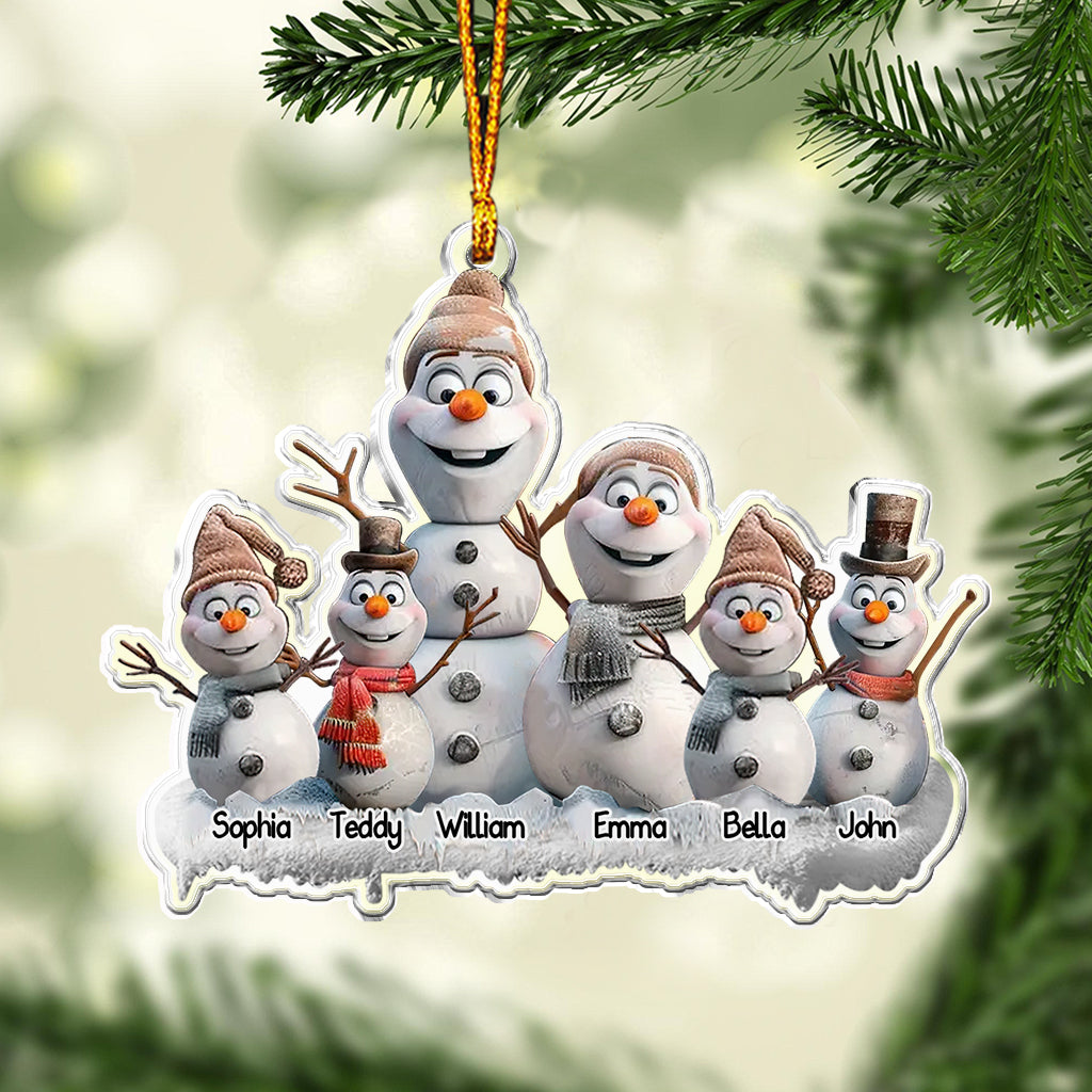 Snowman Family - Personalized Family Custom Shaped Ornament