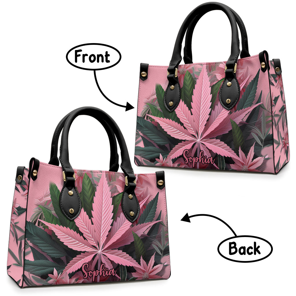 Pink Stoner Chick - Personalized Weed Leather Handbag