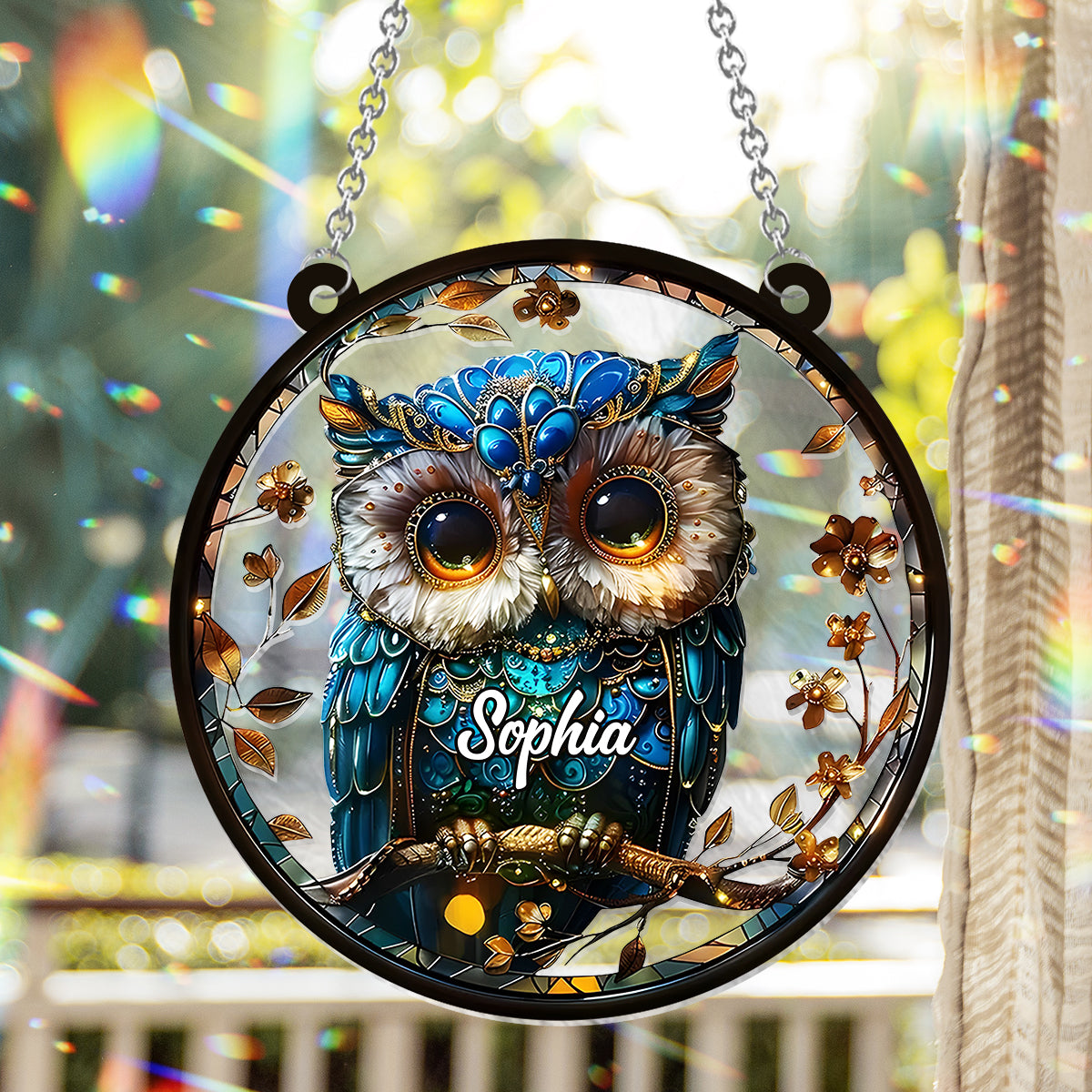 Charming Owl - Personalized Owl Window Hanging Suncatcher Ornament