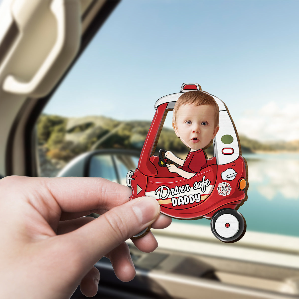 Drive Safe, Daddy/ Dad/ Papa... - Personalized Father Shaped Car Visor Clip