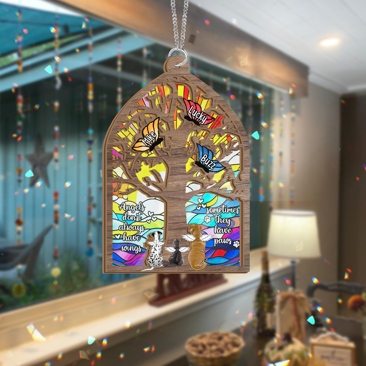 Once By My Side Forever In My Heart - Personalized Dog 2 Layered Window Hanging Suncatcher