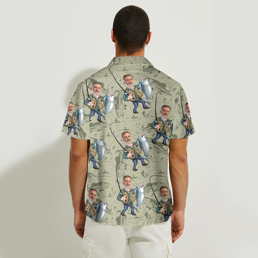 Funny Caricature Face - Personalized Fishing Hawaiian Shirt