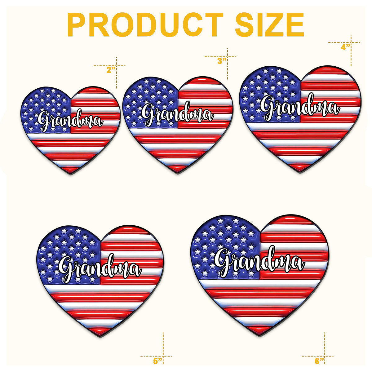 Grandma & Grandkids Puff Heart Flag - Personalized Grandma Magnet