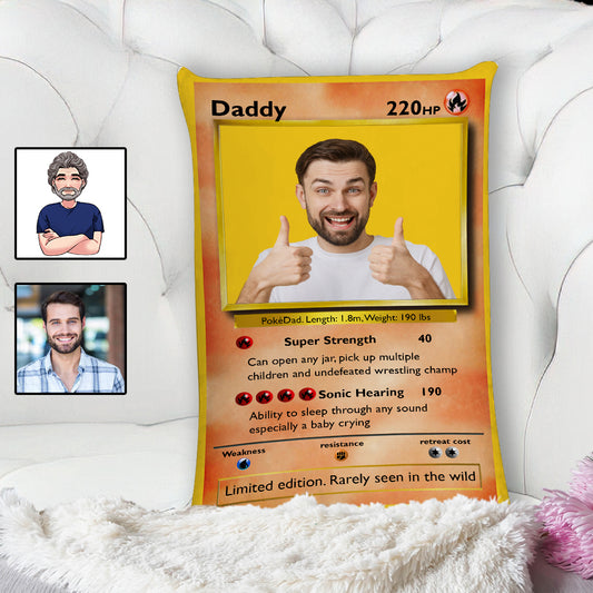 Papa Pokémon, le meilleur papa du monde - Coussin personnalisé en forme de dresseur de Pokémon