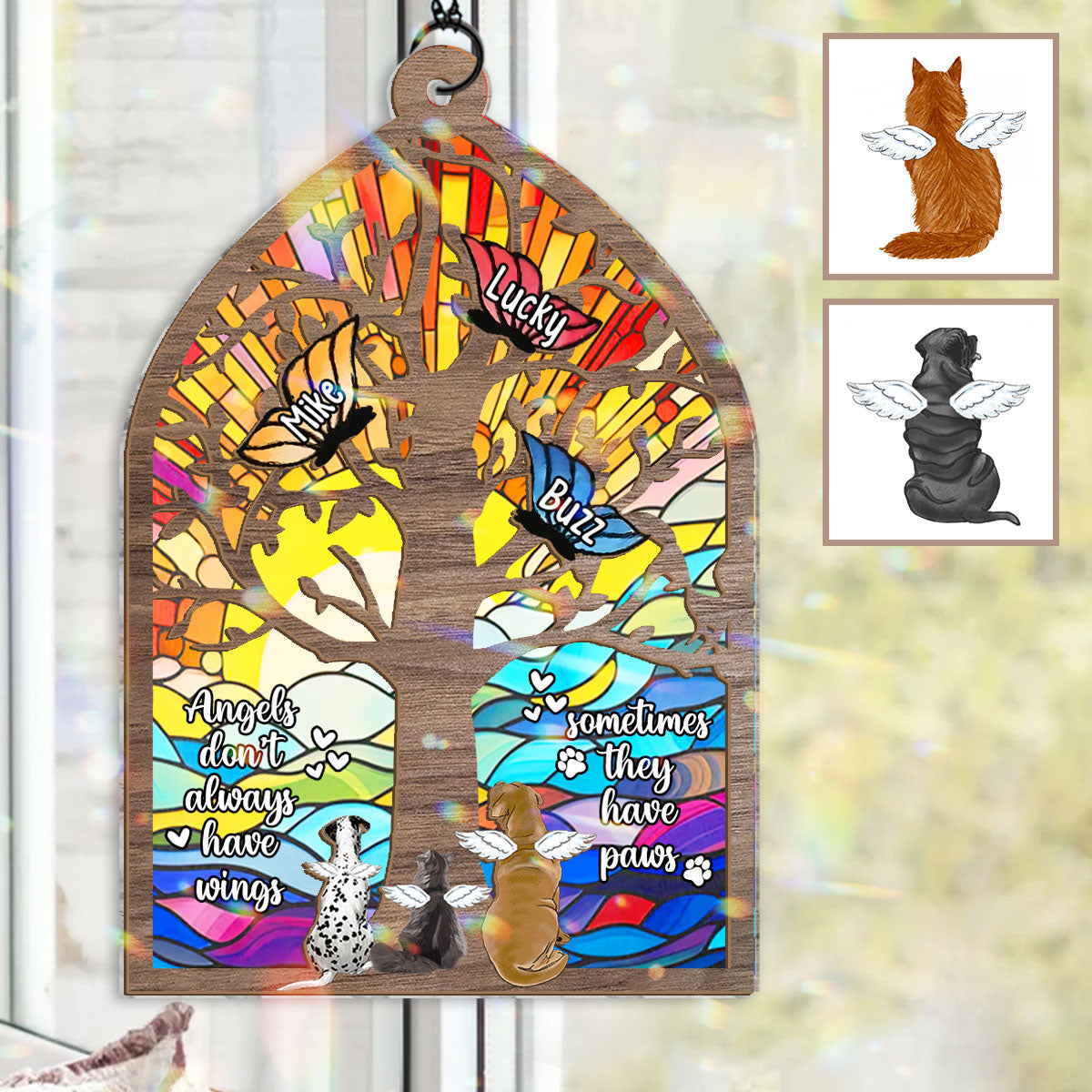 Once By My Side Forever In My Heart - Personalized Dog 2 Layered Window Hanging Suncatcher