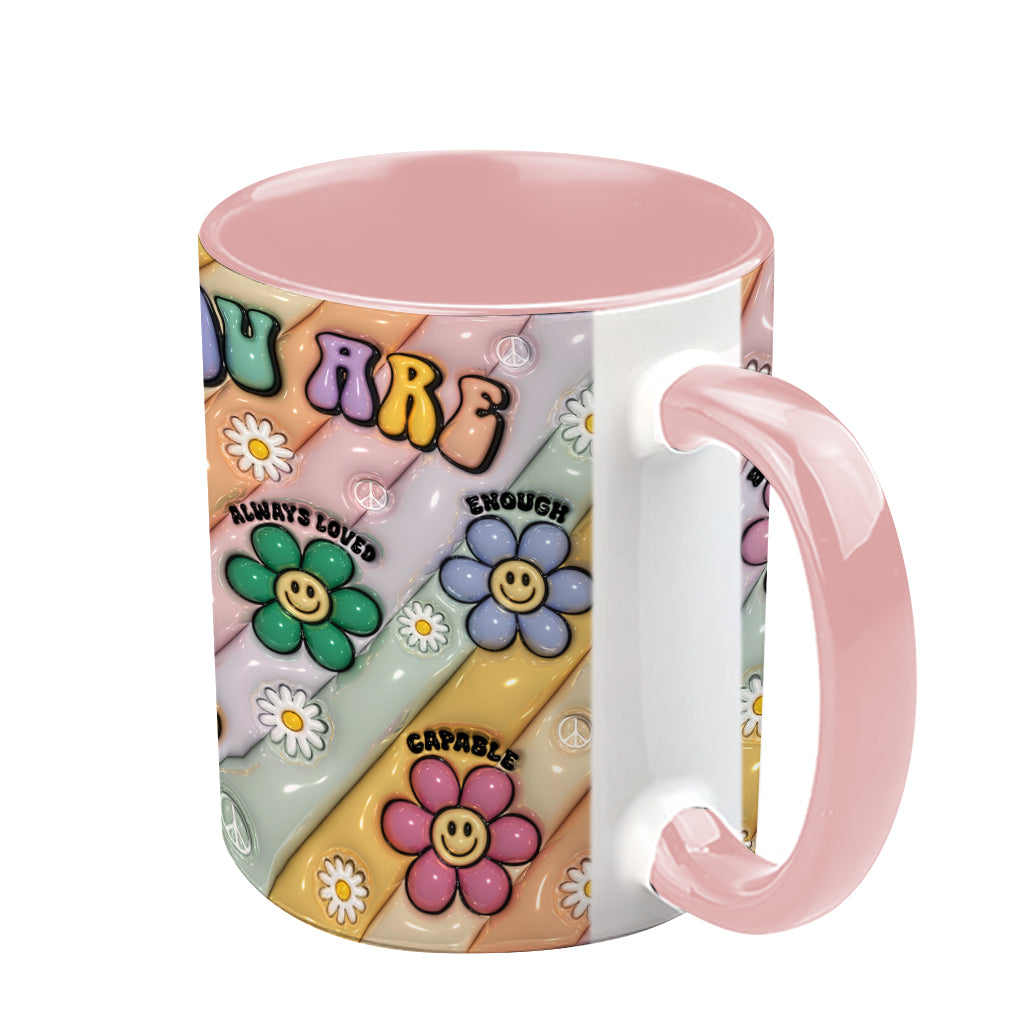 You Are Beautiful Strong Victorious Enough - Personalized Hippie Accent Mug