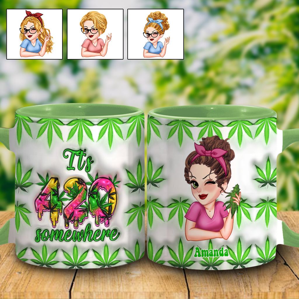 Irgendwo ist 420 – Personalisierte Tasse mit Cannabis-Motiv