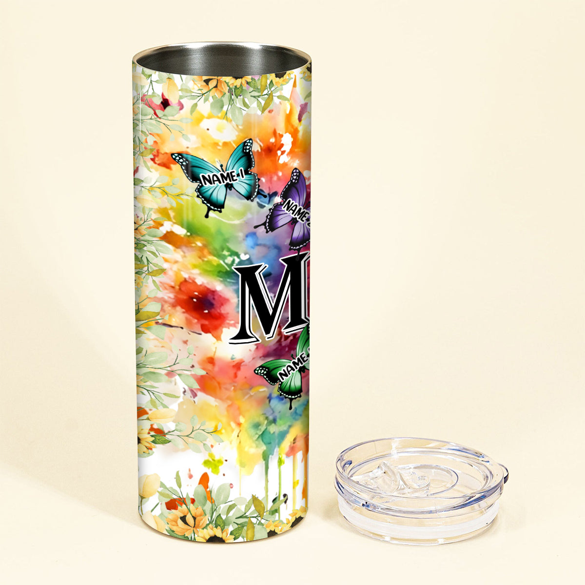 Mom - Butterfly Version - Personalized Mother Skinny Tumbler