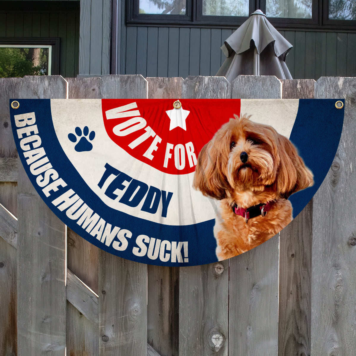 Stimme für mein Fellbaby ab! Jedes Foto - Personalisierte Hunde-Faltfahne