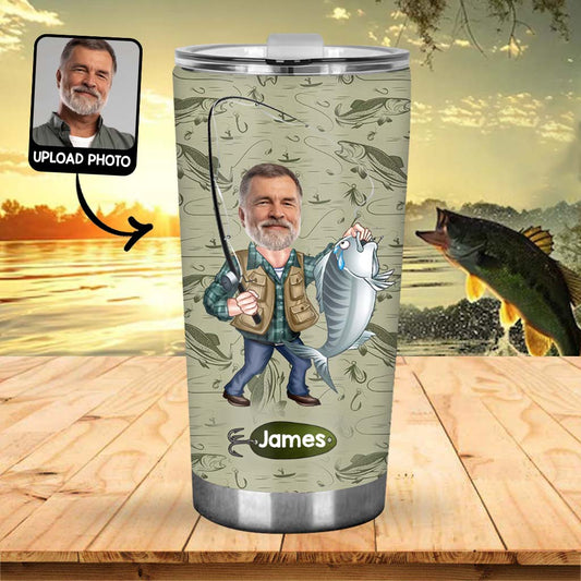 Funny Caricature Face - Personalized Fishing Tumbler