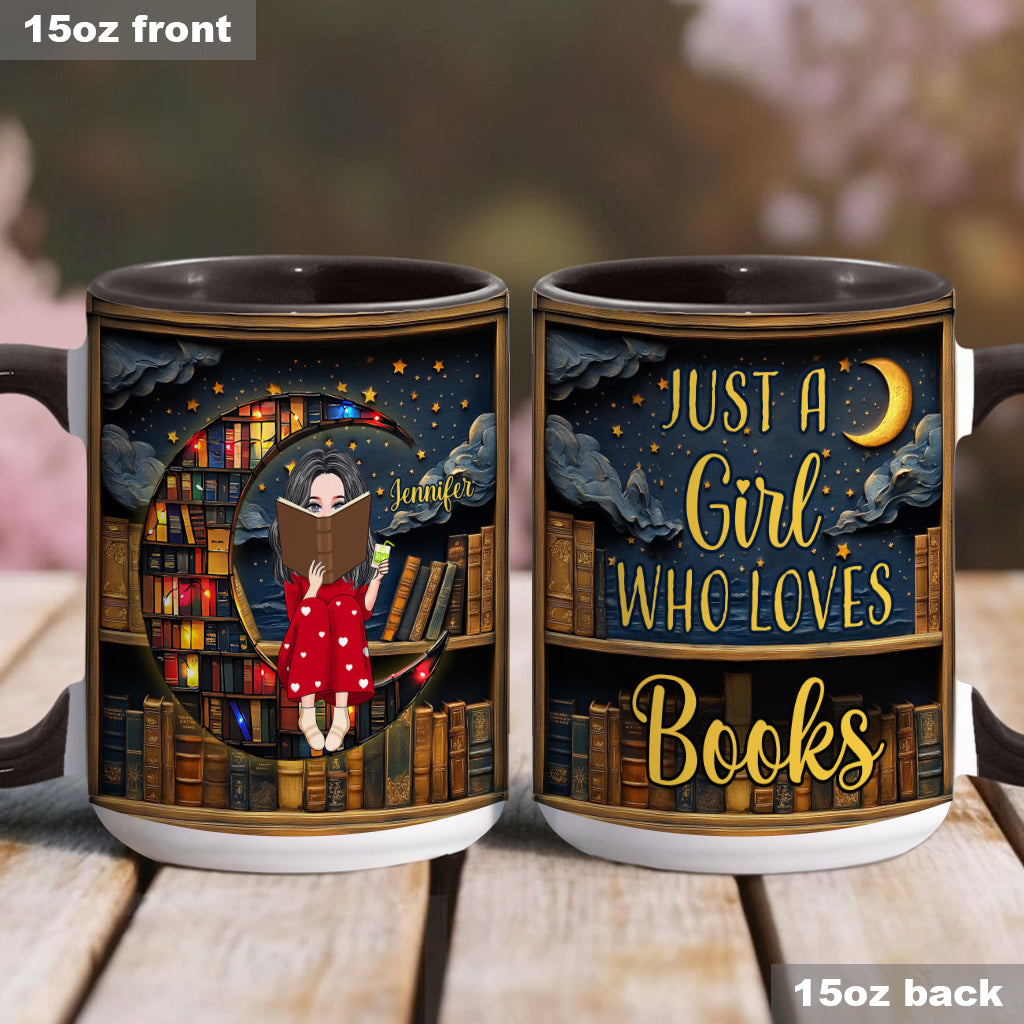Just A Girl Who Loves Books - Personalized Book Accent Mug