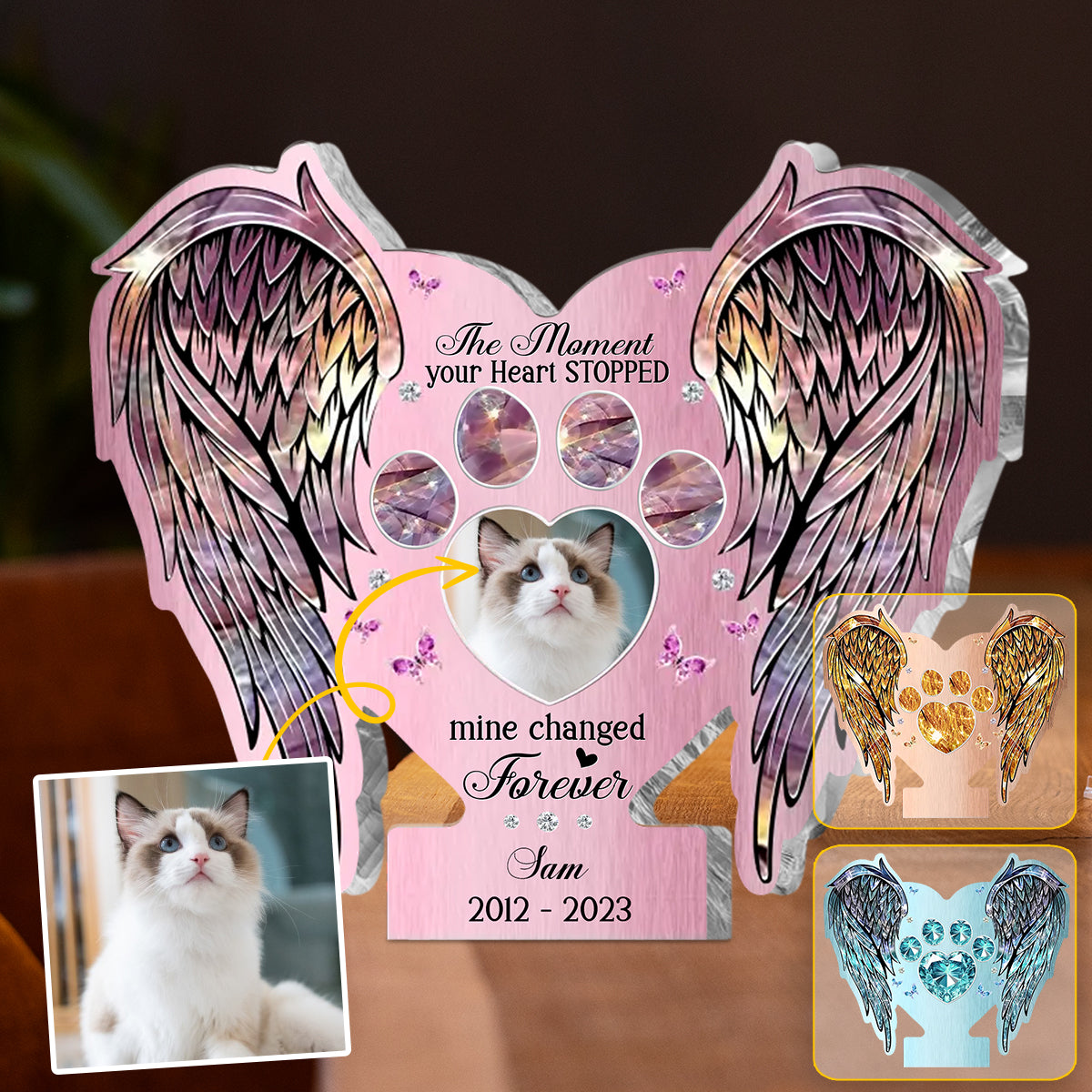 Memorial Wings Your Wings Were Ready But My Heart Was Not - Personalized Cat Custom Shaped Acrylic Plaque