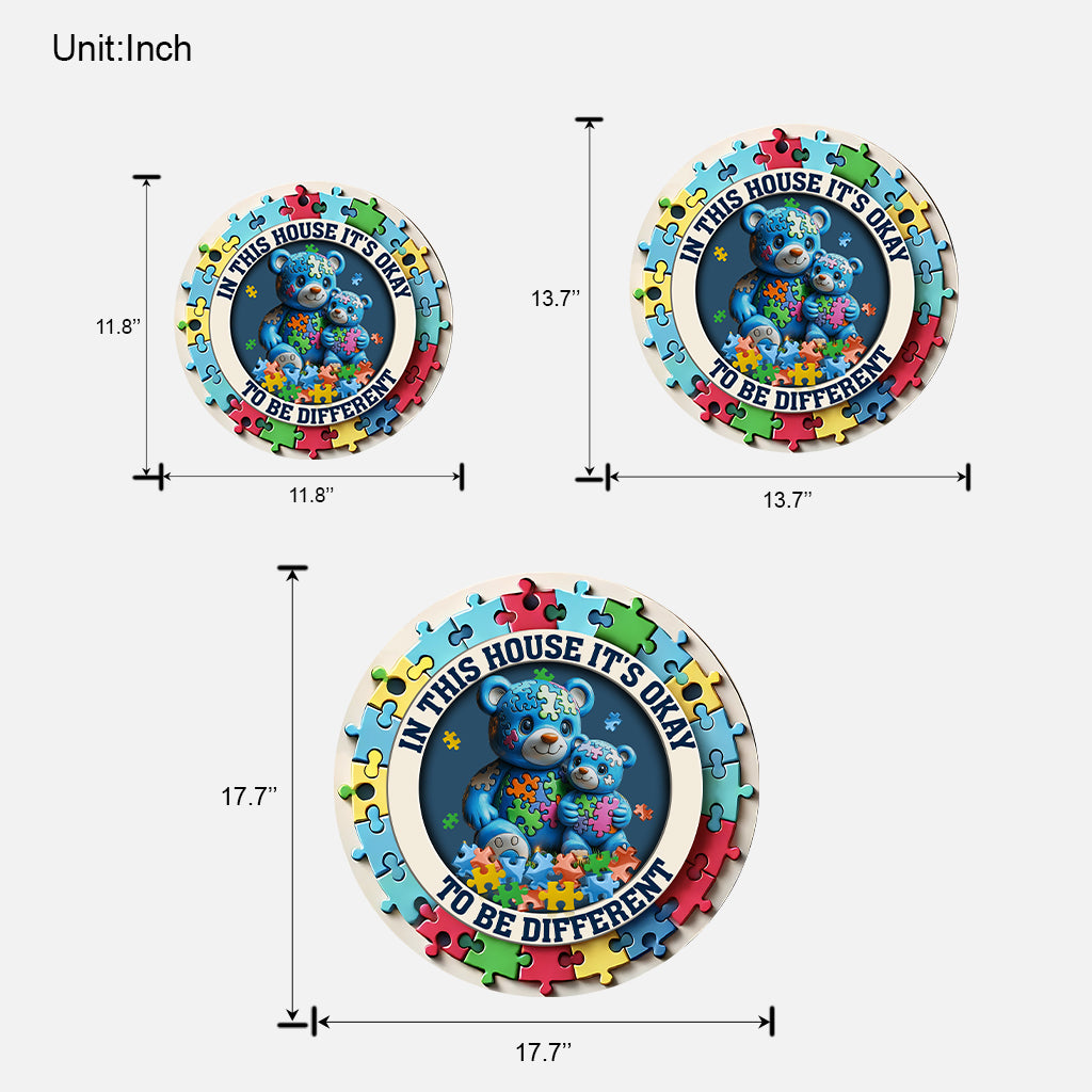 In This House It's Okay To Be Different - Autism Awareness Custom Shaped Wood Sign