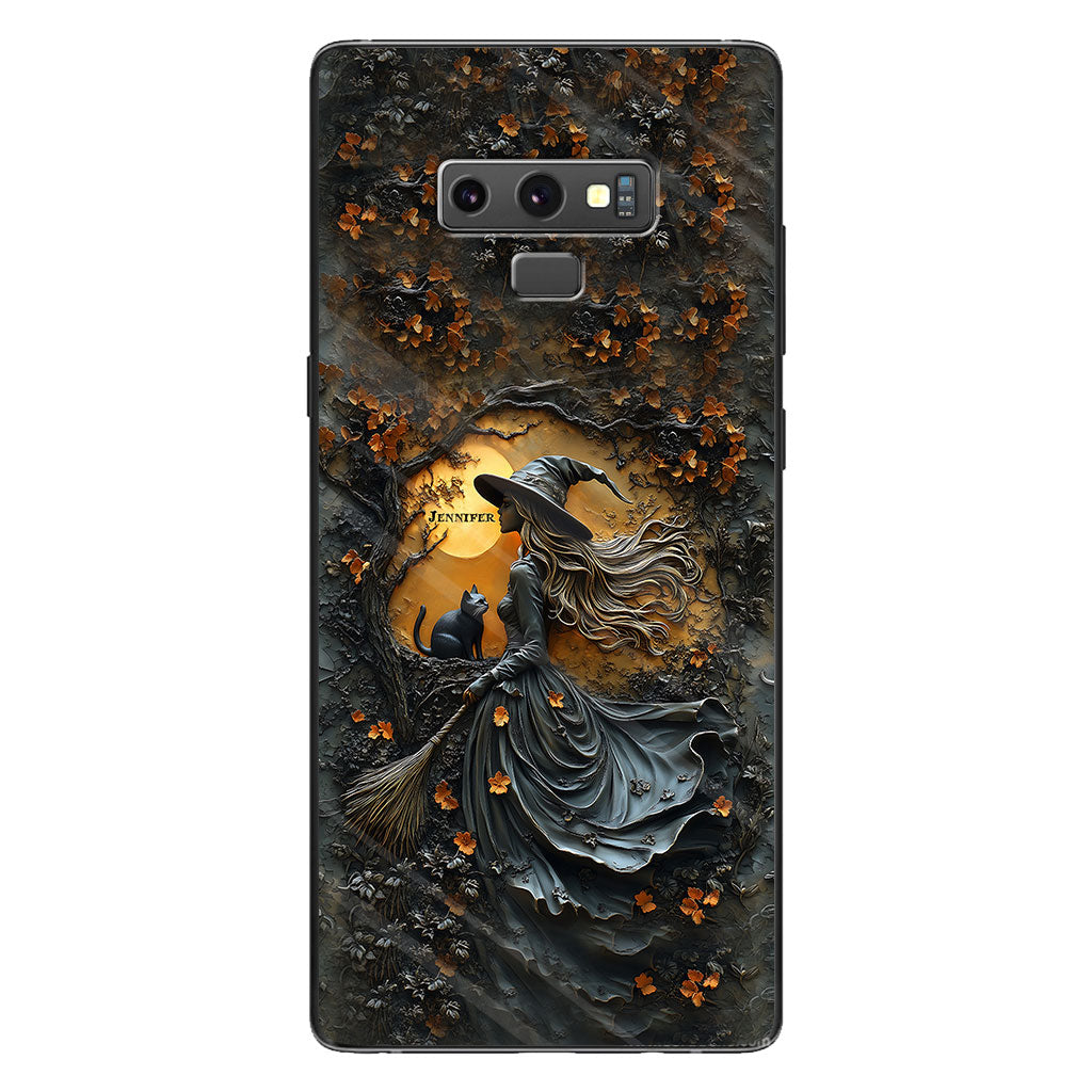 Beautiful Witch & Her Black Cat - Personalized Witch Phone Case