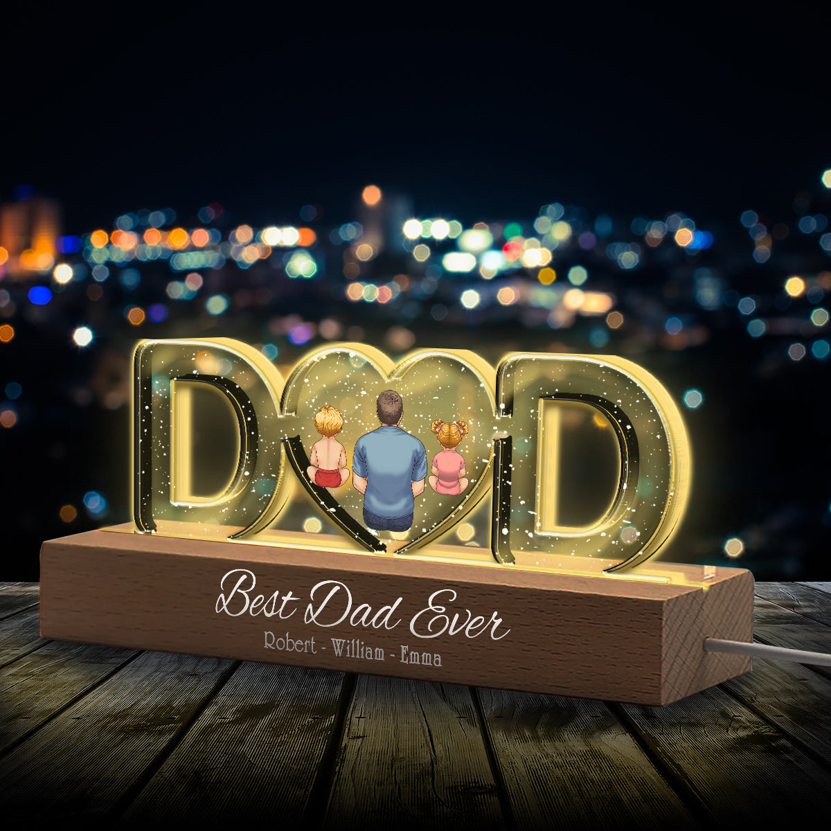 Best Dad Ever - Personalized Father Custom LED Night Light