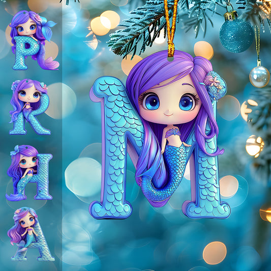 Beautiful Mermaid Letter Ornament - Personalized Kid Ornament