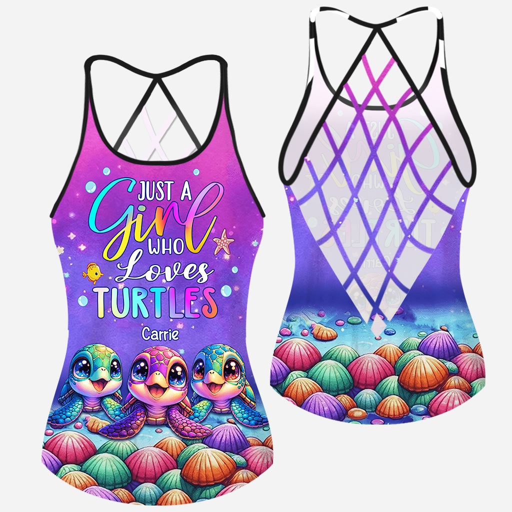 Just A Girl Who Loves Turtles - Personalized Turtle Cross Tank Top