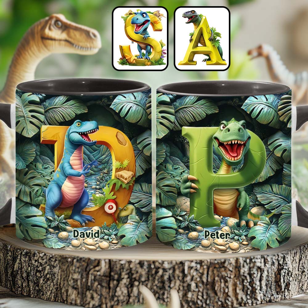 Dinosaur Letter - Personalized Kid Accent Mug