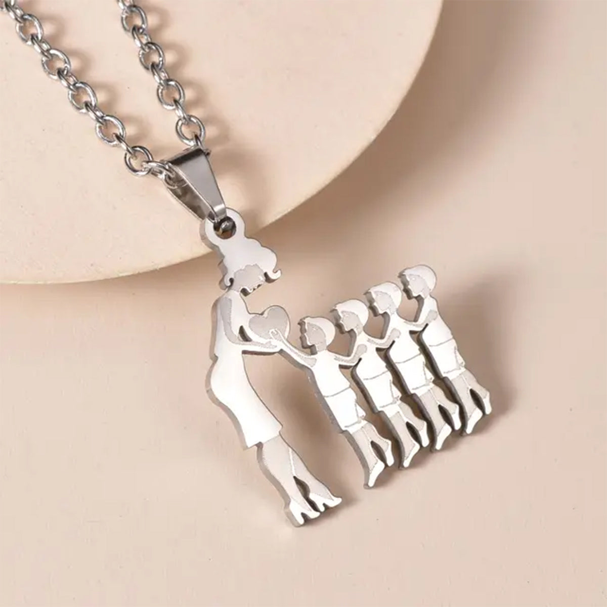 Mom With Children Custom Pendants Necklace - Mother Mom With Children Custom Pendants Necklace